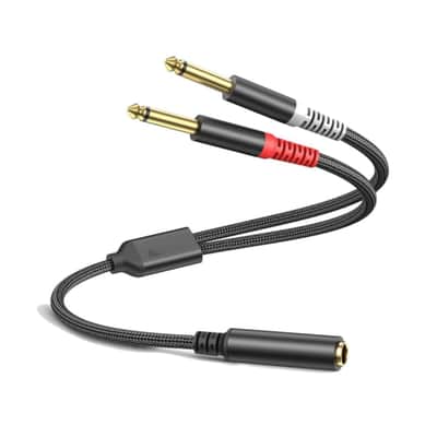 1/4 TRS Breakout Cable 1 FT, Splitter Y Adapter, 6.35mm TRS Female to Dual 6.35mm TS Mono Male Jack Cable for Guitar or Mixer with Jack Output image 1