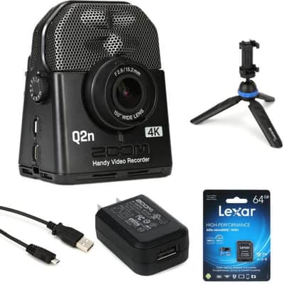 Zoom Q2N-4K Starter Bundle Handy Video Recorder Kit with SD Card Power Adapter Tripod image 2