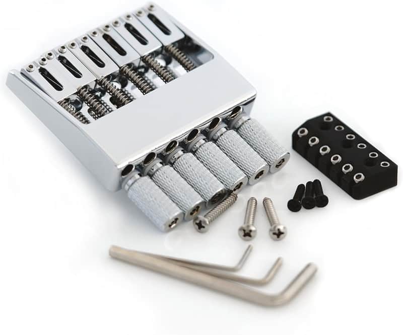 Headless Bridge Tailpiece and Bridge String Lock for 6 String Headless Guitar Accessories (WT001, Chrome) image 1