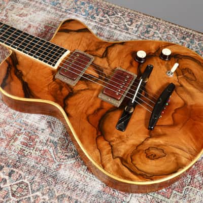 Jesselli 14" Walnut and Gold Leaf Hollow Body Circa 1988 - Natural. image 2