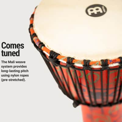 Meinl Percussion PADJ1-M-G 10" Travel Series Djembe, Synthetic Shell & Goat Head, Pharaoh's Script image 5