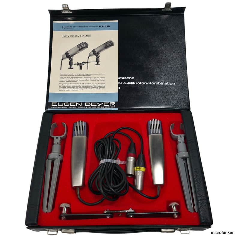 Beyer M81 60's Vintage Dynamic Stereo Set. Case. Clips. Manual. XLR. Beyerdynamic M818 image 1