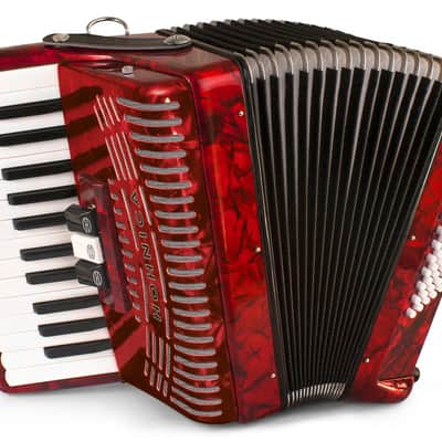 Hohner Hohnica 1304 48 Bass Piano Accordion - Pearl Red-NEW image 2