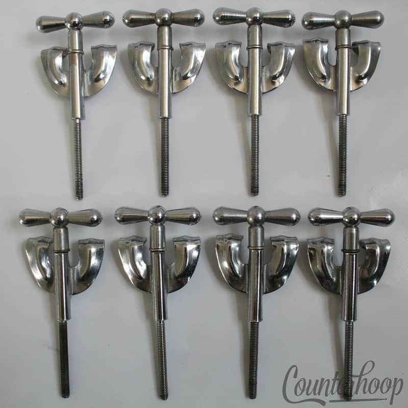 *Rogers 8x Bow-Tie Bass Drum Tension T-Rods 3 3/4" Chrome 60s Holiday Cleveland* image 1