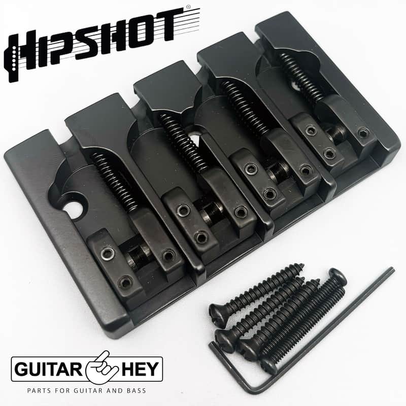 NEW Hipshot 5A4FM1AB 4 string A Style Fender Mount Aluminum Bass Bridge - BLACK image 1
