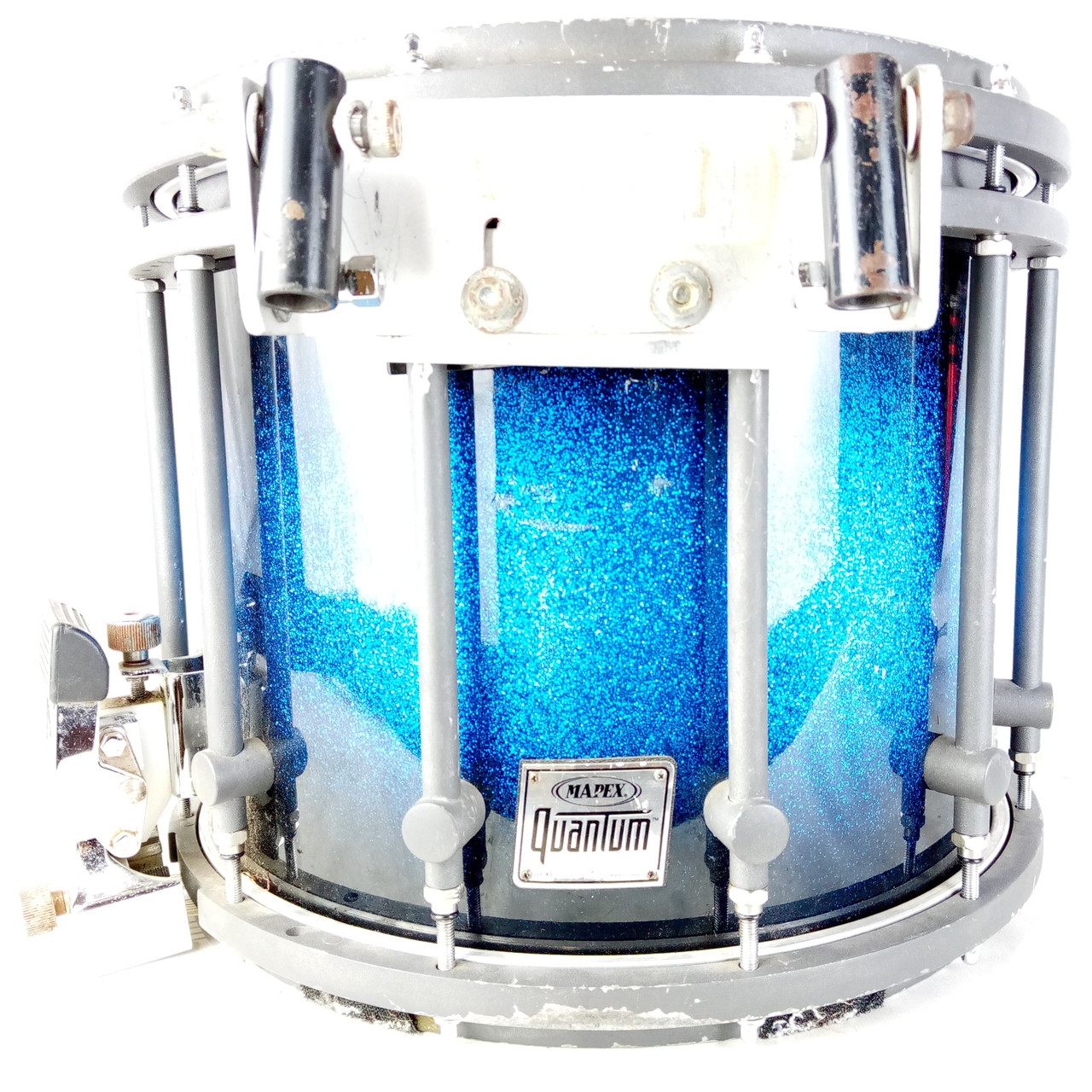Mapex 12x14" Blue Galaxy Sparkle Quantum Marching Snare Drum Black Hardware EXC — main photograph