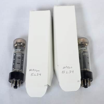 Matched Pair ATRON EL34 Power Tubes – Made in Germany – Tests Strong image 1