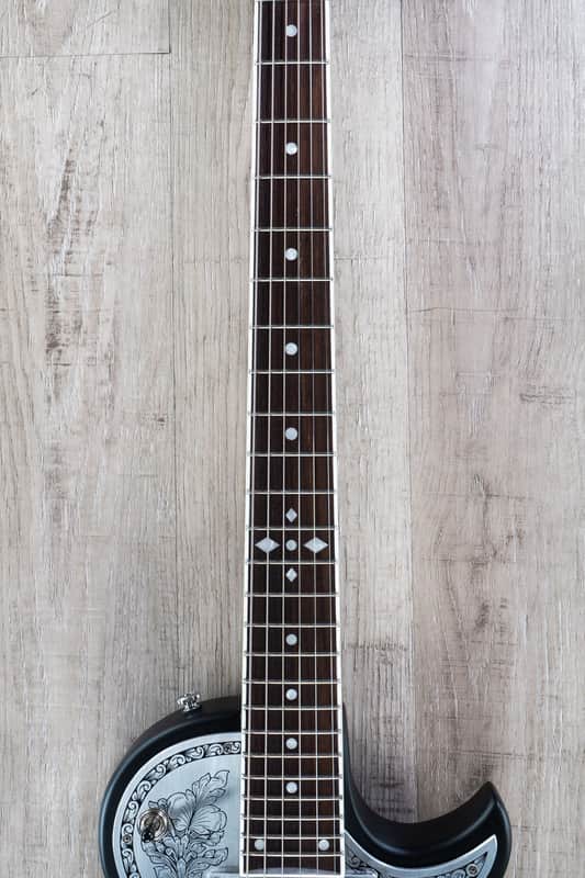 Zemaitis Guitars C24MF-2 BK Metal Front Electric Guitar, Leaf
