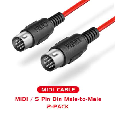 3.3 Feet 2-Pack MIDI Cable Male to Male 5-Pin DIN Compatible with MIDI Keyboard/Synthesizer/Guitar Multi Effects/Audio Interface/Audio Mixer/Audio Amplifier/External Sound Card/Red image 4