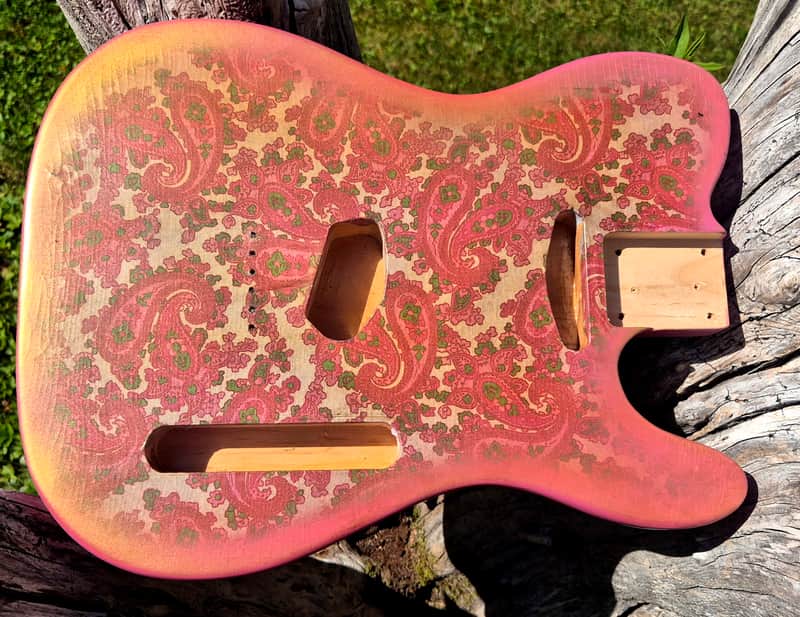 Pink Paisley Tele Body, Aged, Nitro , Alder image 1