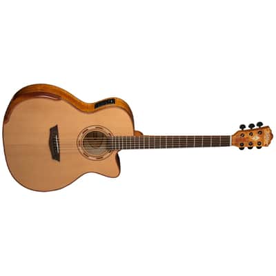 Washburn WCG66SCE Comfort Deluxe Series Solid Cedar Top Spalted 6-String Acoustic-Electric Guitar image 4