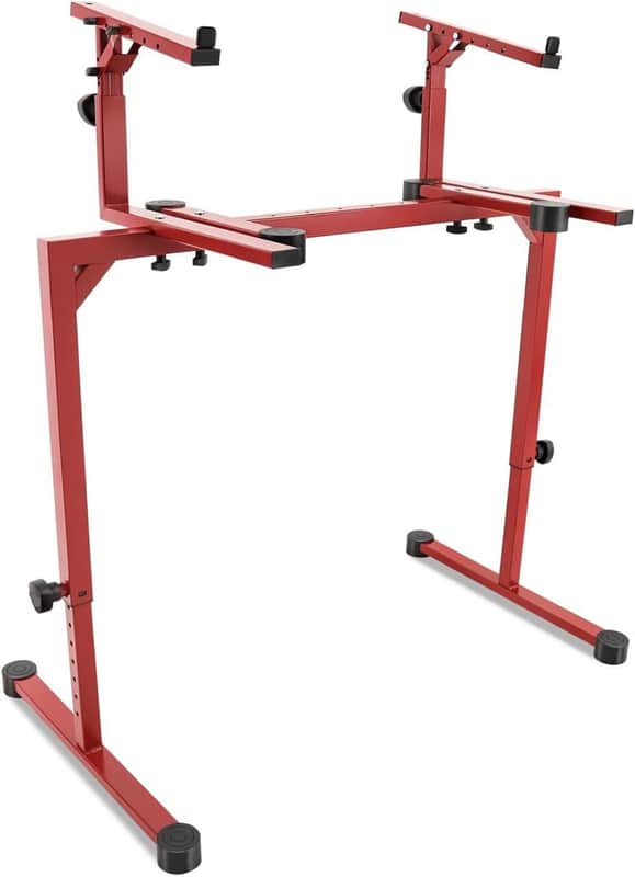 Dual Piano Keyboard Stand with 2nd Tier - Heavy Duty Adjustable Music Stand with Rubber Discs, Designed for Keyboards, Synthesizers, Stage Equipment, Ideal for Home, Studio and Live Performance image 1