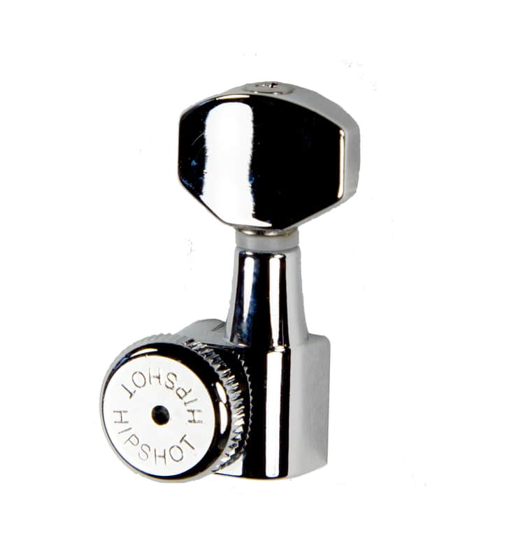 Hipshot Chrome Left-handed Vintage 8.5mm Enclosed Griplock Staggered Tuner UMP Upgrade Kit image 1