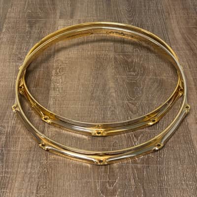 Pearl SF1465 14x6.5" Steve Ferrone Signature Brass Snare Drum with Gold Hardware 2000s - Black Nickel Over Brass image 14