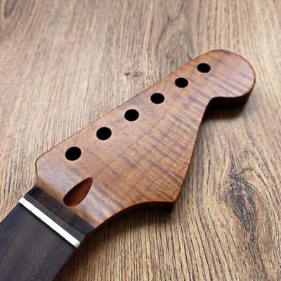 Stratocaster Compatible Roasted Flame Maple and Rosewood Pro Guitar Neck Satin image 4