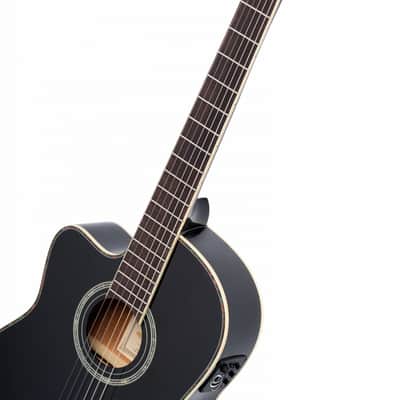 Ortega RCE145LBK Family Series Pro Solid Spruce Top Mahogany Neck Cutaway Nylon 6-String Classical Acoustic-Electric Guitar w/Gig Bag For Left Hand Player image 7