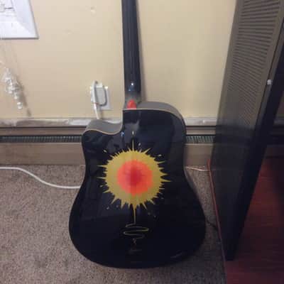 Esteban Acoustic Electric Guitar Orange/Black image 2
