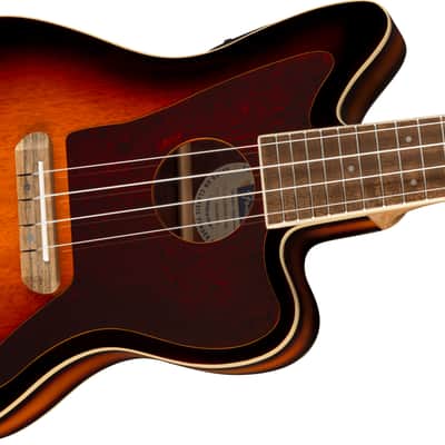 Fender Fullerton Jazzmaster Uke Walnut FB Tortoiseshell Pickguard 3-Color Sunburst image 4