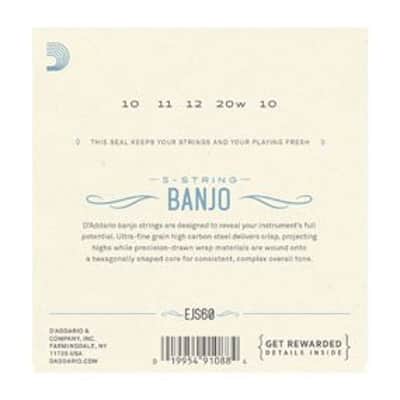 D'Addario EJS60 Stainless Steel 5 String Banjo Strings - Light 10-20 image 2