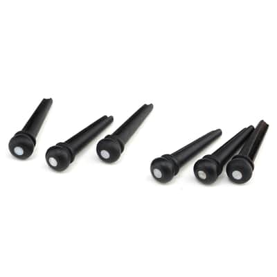 Musiclily Pre Slotted Guitar Ebony Bridge Pin With White Pearl Shell Dot (Pack of 6) image 1
