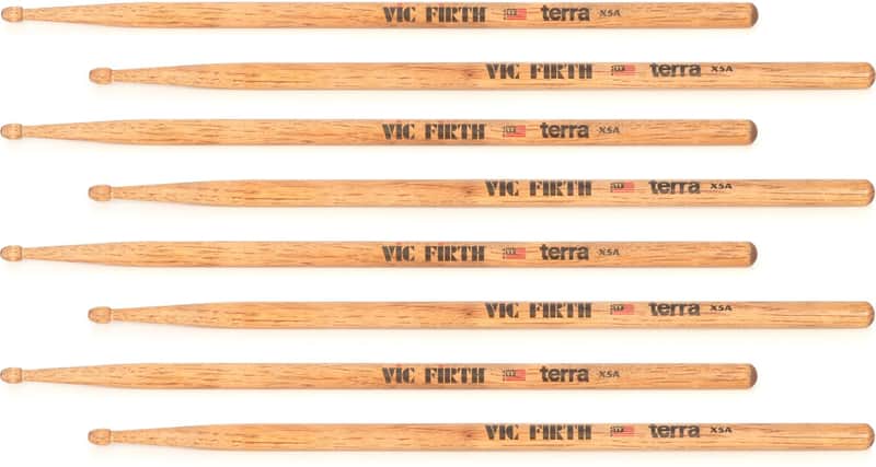 Vic Firth American Classic Extreme Terra Drumsticks - 5A (4-pack) (2-pack) Bundle image 1