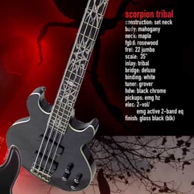 Schecter Scorpion Tribal Bass Left Handed with Darkglass Tone Capsule preamp and Bartolini Pickups image 16