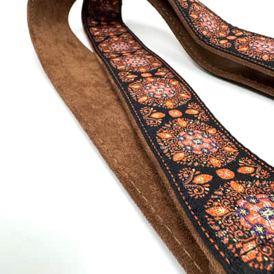 Walker & Williams H-46 Vintage Series Plush Back, Black Sunset Orange Woven Strap w/Chestnut Ends image 8