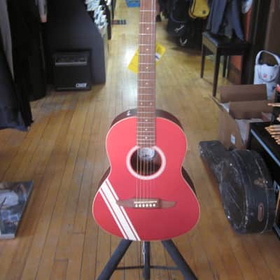 Fender Sonoran Mini Acoustic Guitar Competition Stripes Candy Apple Red image 7
