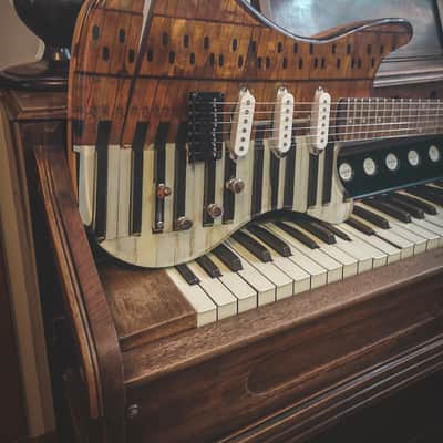 Old Upright Piano Key Resin Guitar image 1