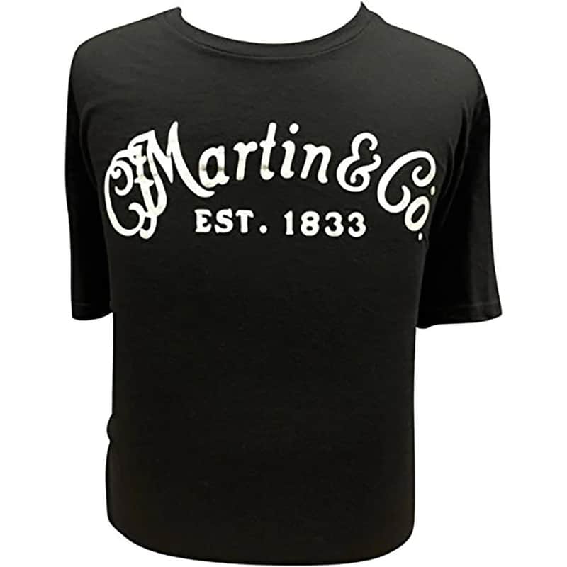 Martin Men's White Logo T-Shirt, Black, Large (L) image 1