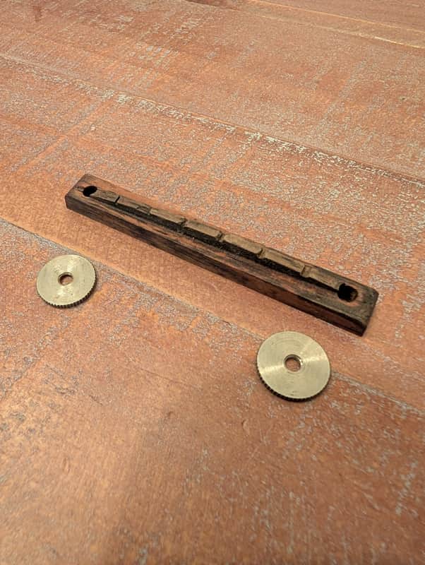 Unbranded Vintage Guitar Bridge With Thumb Wheels Rosewood 1960s image 1