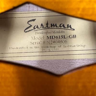 Eastman MD615L-GB Left Handed F-Style Mandolin in Goldburst w/ Hard Case & Free Pro Setup image 16
