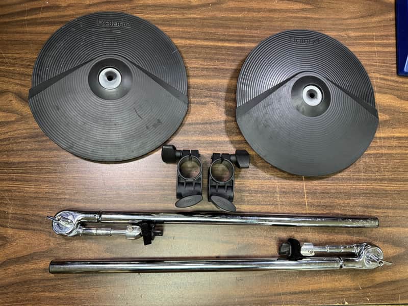 2 Pack -Roland CY-8 Dual Trigger V-Drum Cymbal Pads w/Arms & Clamps - FS96344 image 1