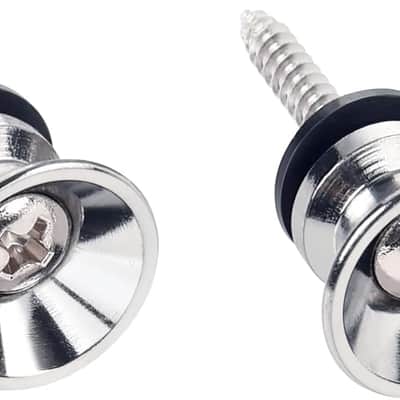 Guitar Strap Buttons Metal End Pins with Mounting Screws for Acoustic/Electric Strat Tele Guitars Pack of 2 Chrome image 1