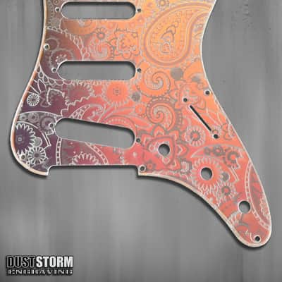 Paisley Pickguard Tremolo Cover Set Engraved Iridescent Rainbow Acrylic Mirror for PRS Silver Sky image 1