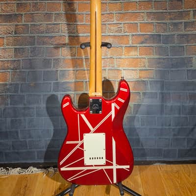 Vintage 1980s Hondo EVH Strat Copy Metallic Red/White Stripes Upgraded Tuners & Set Up image 15