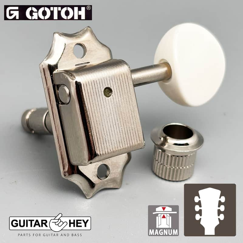 NEW Gotoh SD90-P5R MG LOCKING Tuners Set L3+R3 w/ AMBER Buttons 3x3 - NICKEL