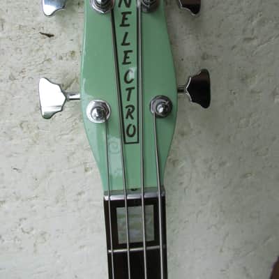 Left Hand Danelectro Longhorn Bass Guitar, 1990's Surf Green, Converted From Right Hand image 2