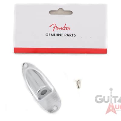 Genuine Fender CHROME Stratocaster/Strat Guitar Input Output Jack Plate Cover image 4
