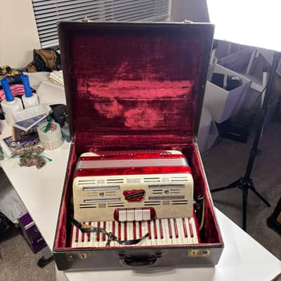 Vintage Near Mint Francini 120-Bass Accordion - Ruby & Mother of Pearl image 22