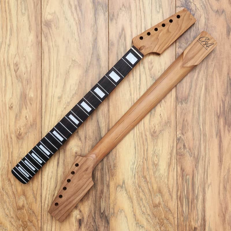 Stratocaster Compatible Roasted Maple and Rosewood Guitar Neck Pearl Inlays Unfinished Paddle Headstock image 1