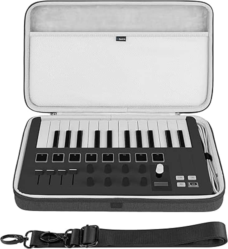 USB MIDI Keyboard Controller Hand Case, Compatible with Arturia MiniLab 3 / MiniLab MkII 25 Slim-Key, Hard Shell Travel Carrying Bag (Dark Grey) image 1