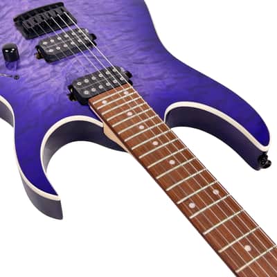 Ibanez RG Standard Series RG421QM Cerulean Blue Burst image 9