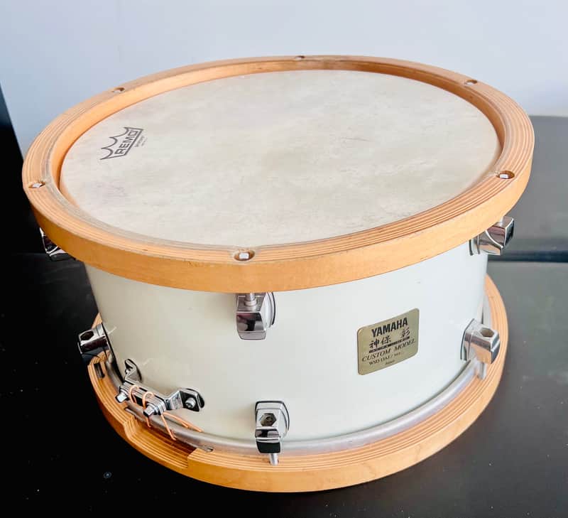 Yamaha WSD13AJ Akira Jimbo Signature 13x7" Beech Snare Drum with Wood Hoops 2000s - White image 1
