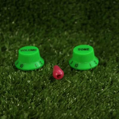Replacement Knobs For Ibanez Guitars - Green + Pink Tip image 2