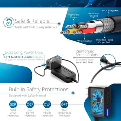 9V Power Adapter for Roland PSB-120 PSB-1U: UL Listed Extra Long Cord ACB-120 ACF-120 ACK-120 ACI-120 VG-99 GT-10 SPD-SX AX-09 FA-06 SP-404 Keyboard image 2