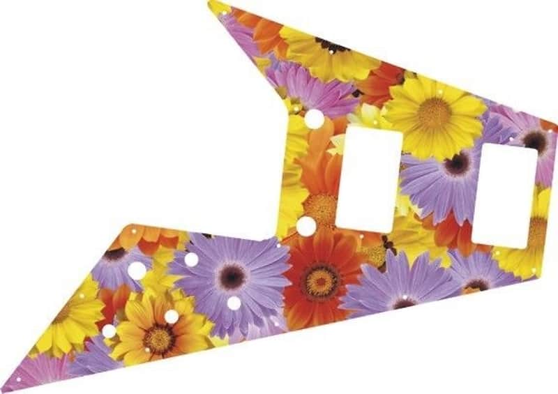 Pickguard Pick Guard Scratchplate Graphical Gibson Flying V Guitar Flower Power image 1