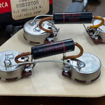 1969 1970 Gibson Les Paul CTS 500K Harness Sprague Black Beauty .022 400V Capacitors pots potentiometer image 2