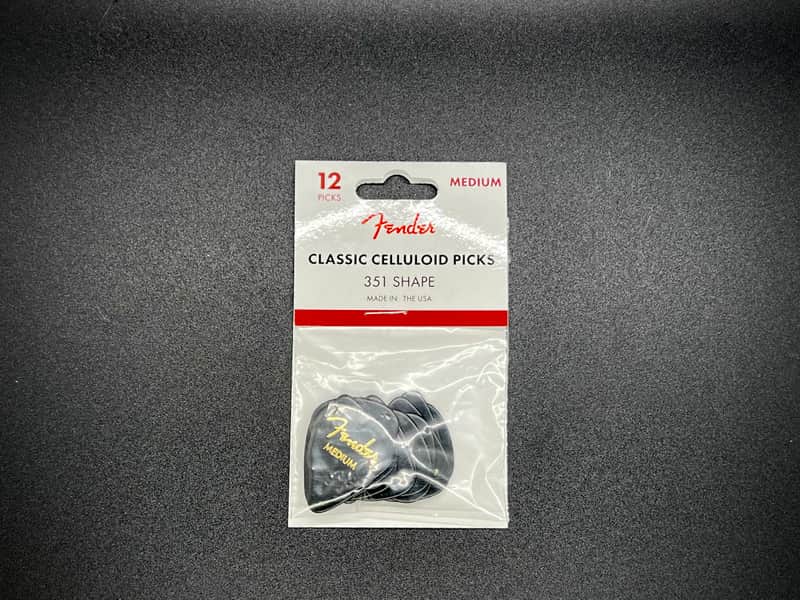 Fender Classic Black Celluloid Picks 351 Medium 12pk image 1