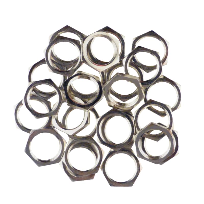 Nickel M9 Metric 1/4" Input Output Jack Replacement Nuts - Pedal Guitar Amp - 100 Pack Made In Japan image 1